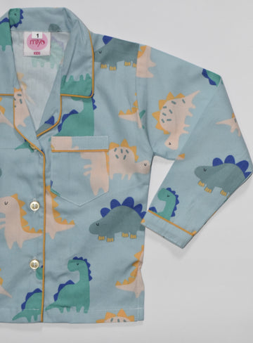 Blue Dino Cotton Nightsuit