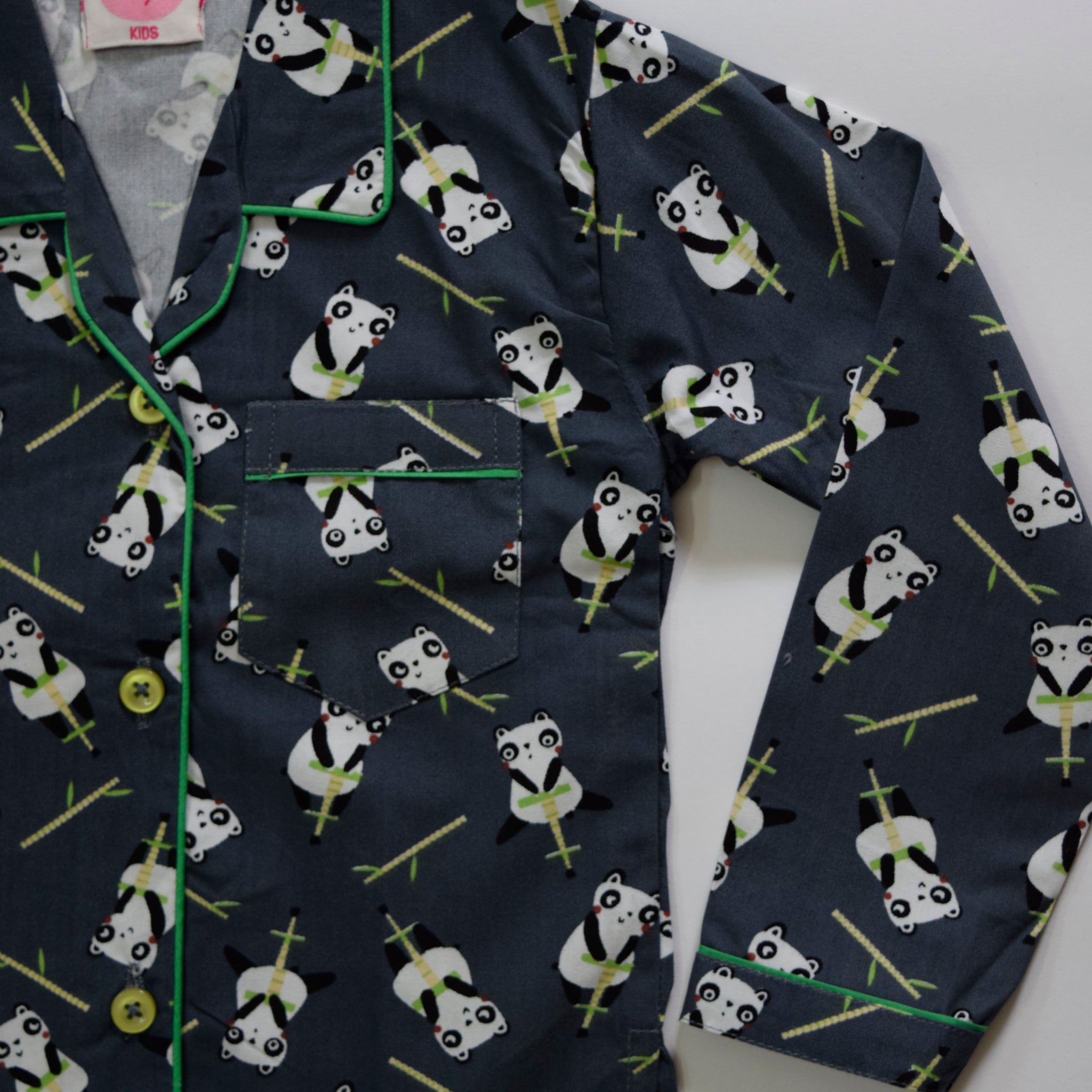 Dark Grey Panda Kids Nightsuit