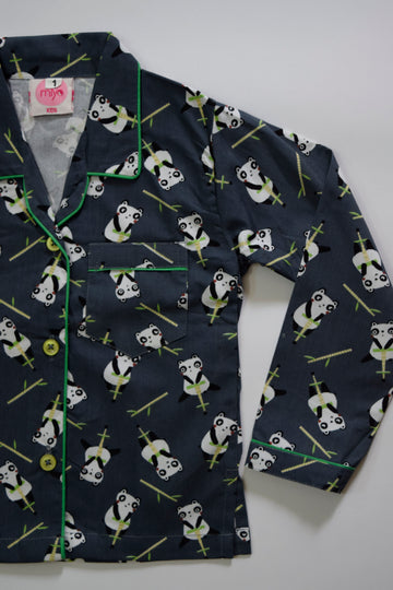 Dark Grey Panda Kids Nightsuit