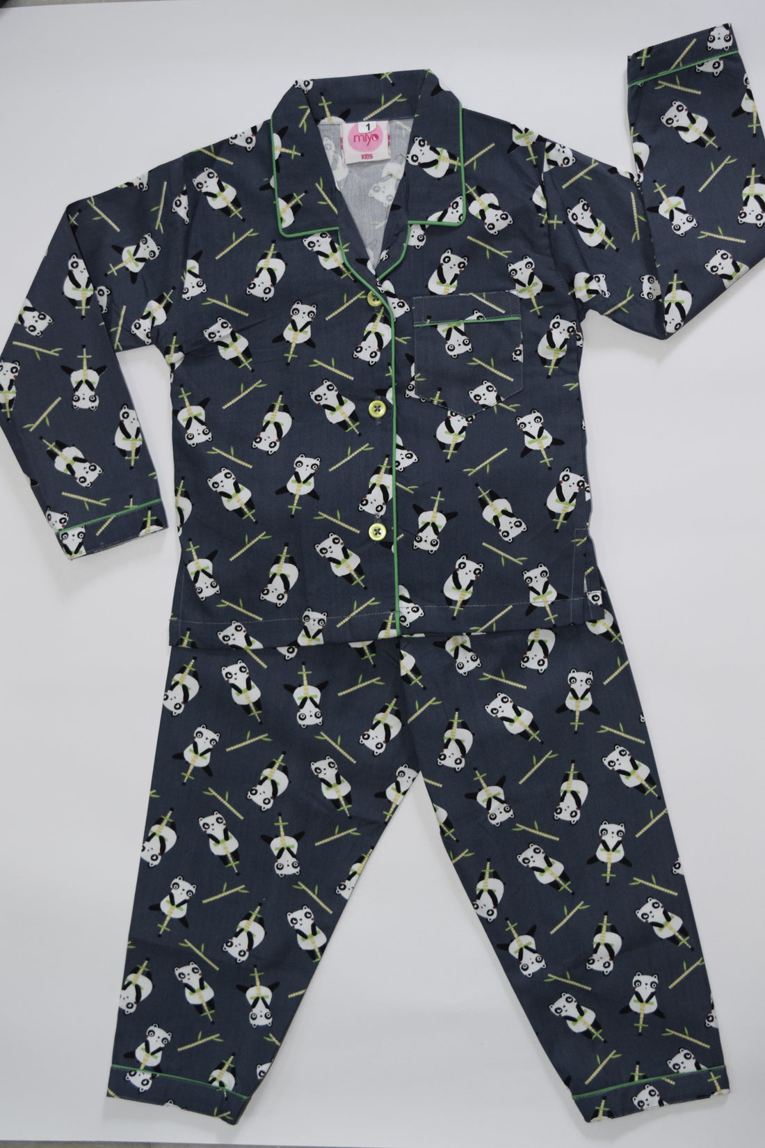 Dark Grey Panda Kids Nightsuit