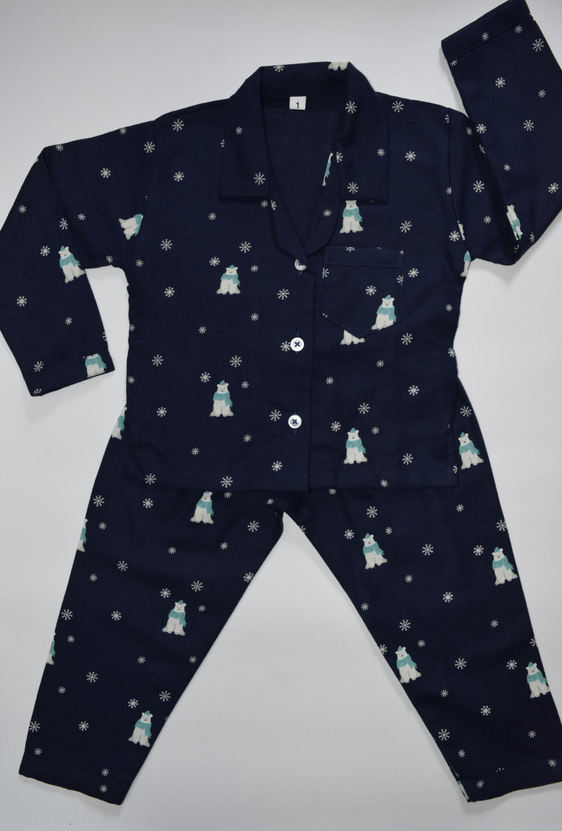 Blue Flannel Polar Bear Nightsuit