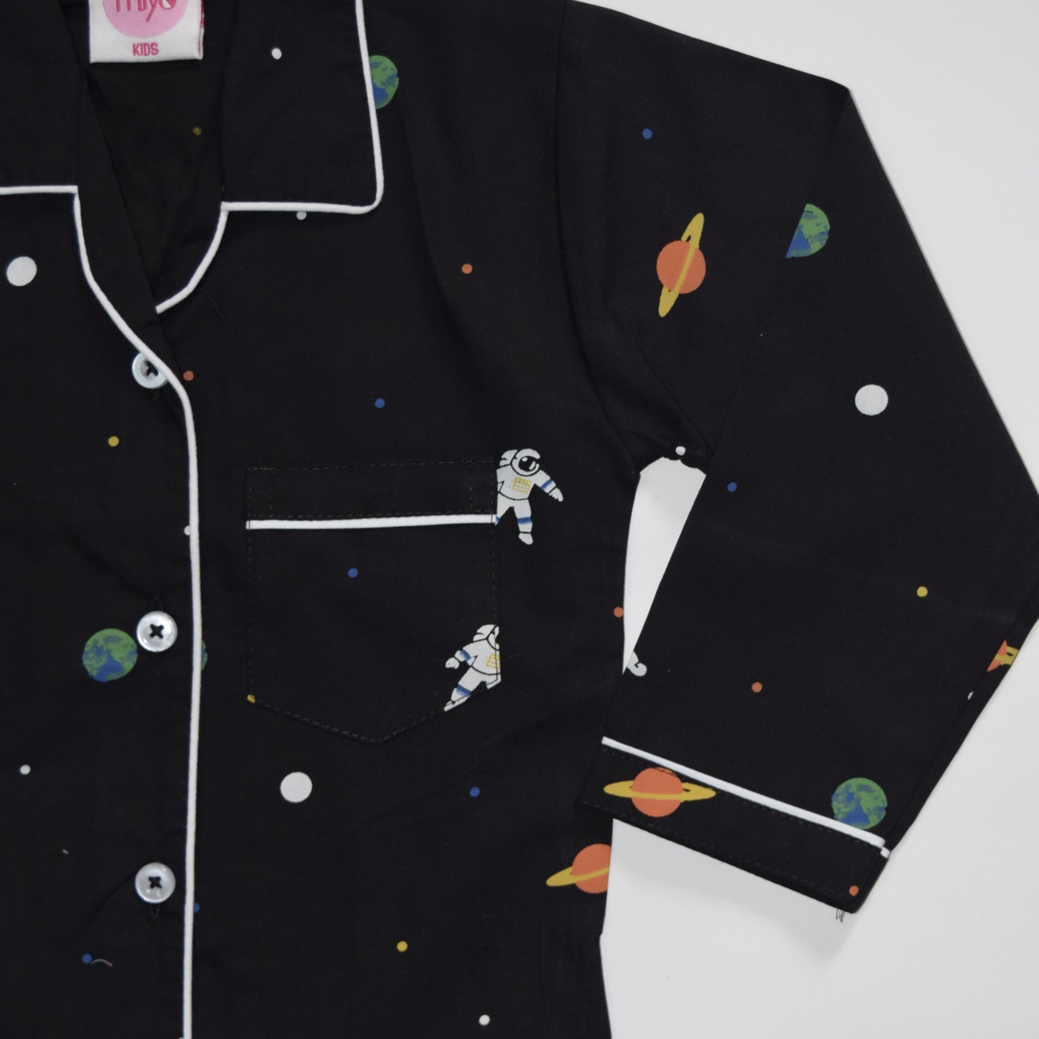 Black Space Cotton Nightsuit