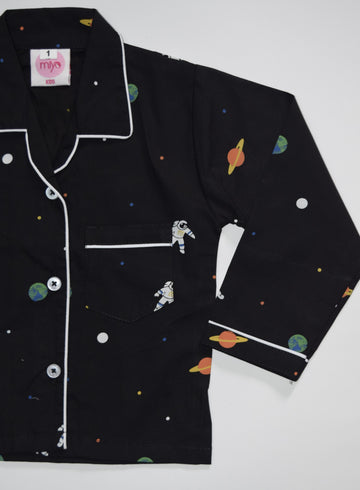 Black Space Cotton Nightsuit