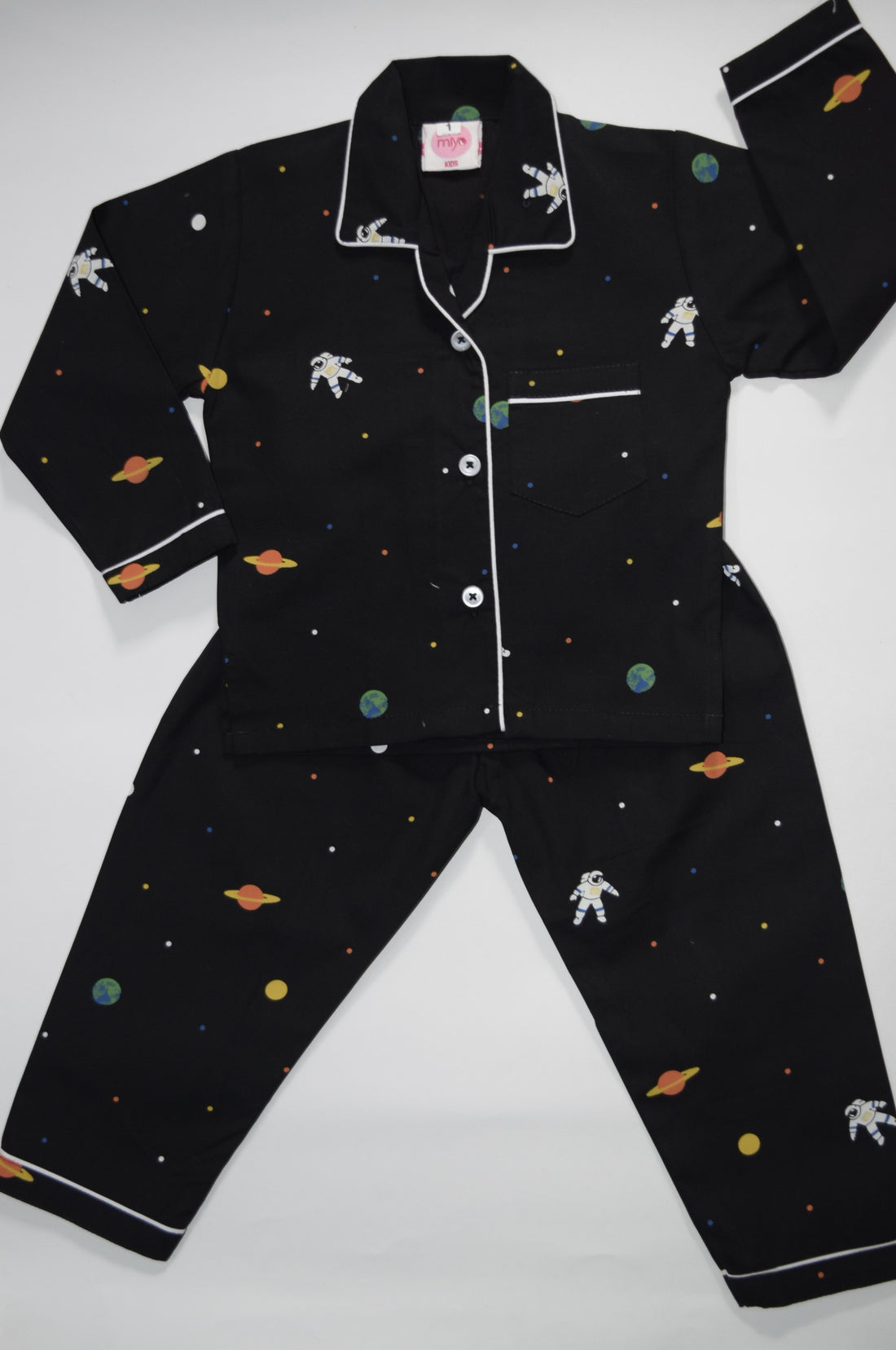 Black Space Cotton Nightsuit