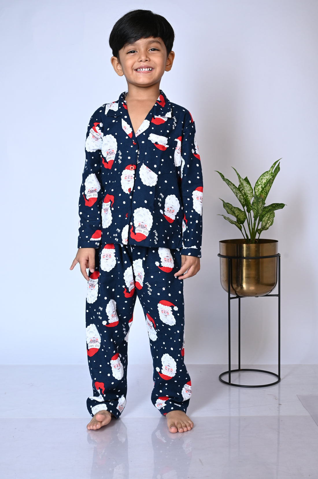 Blue Santa Flannel Kids Nightwear