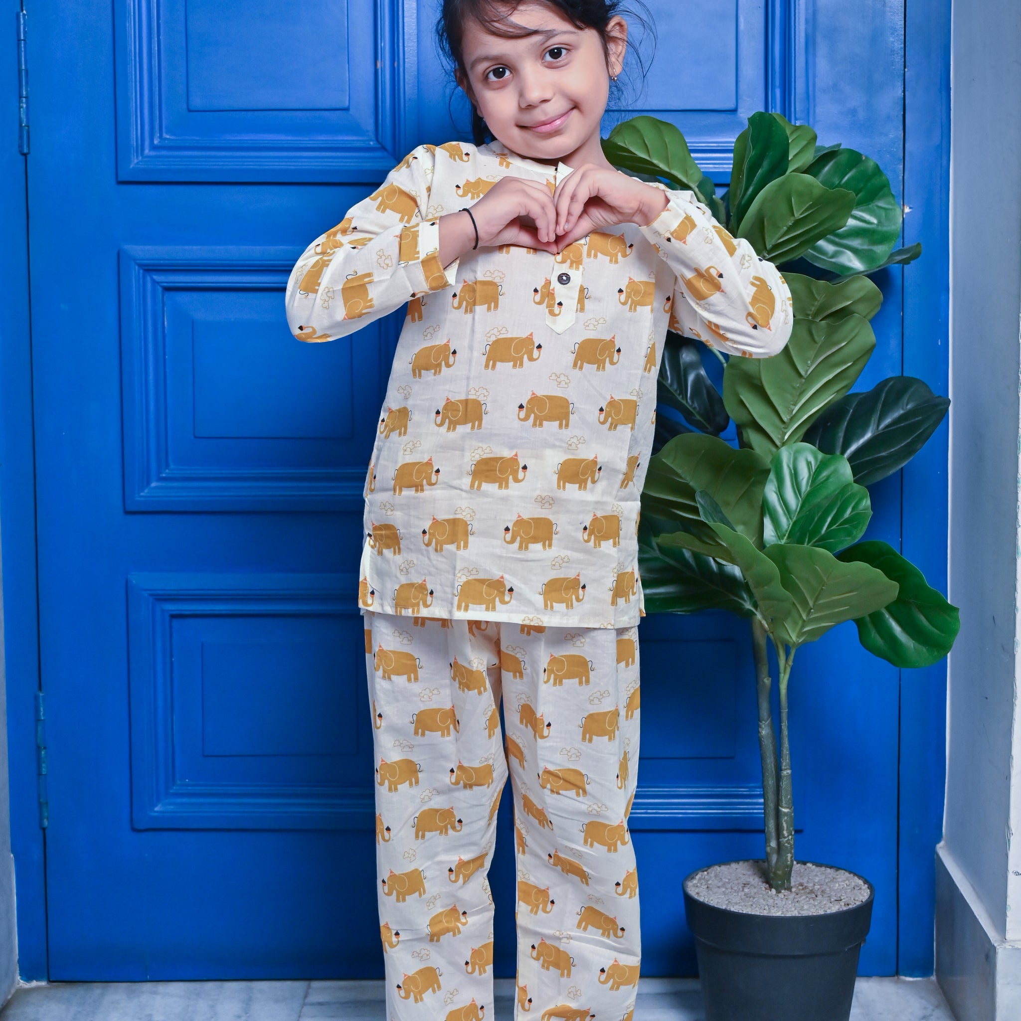 Yellow Elephant Kids Kurta Nightwear